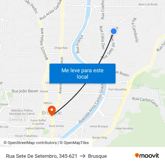 Rua Sete De Setembro, 345-621 to Brusque map