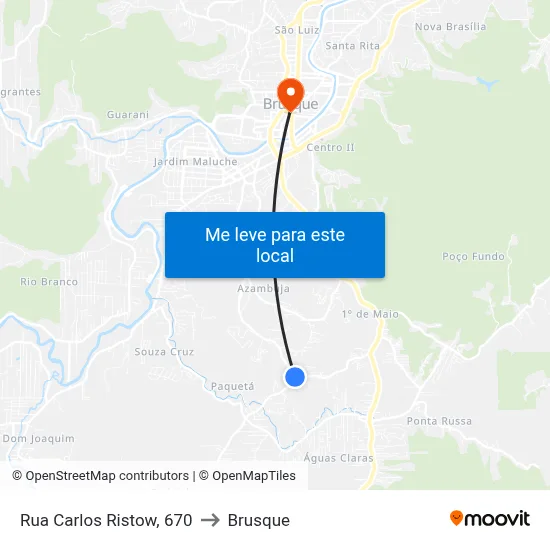 Rua Carlos Ristow, 670 to Brusque map