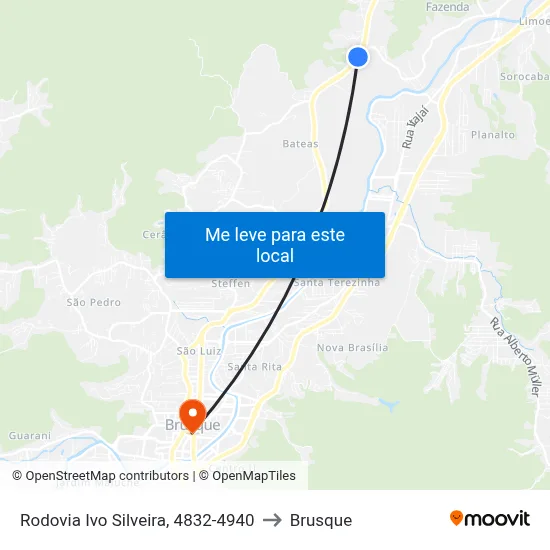 Rodovia Ivo Silveira, 4832-4940 to Brusque map