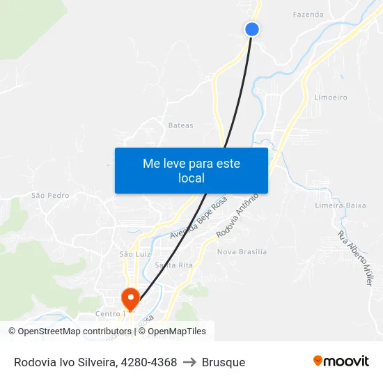Rodovia Ivo Silveira, 4280-4368 to Brusque map