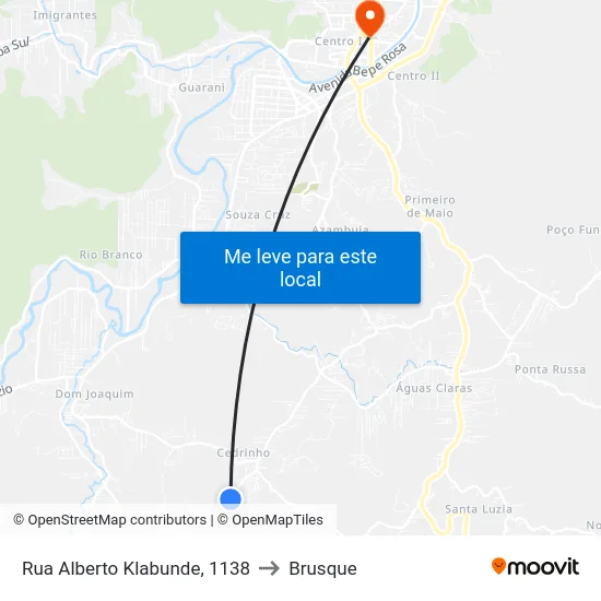 Rua Alberto Klabunde, 1138 to Brusque map