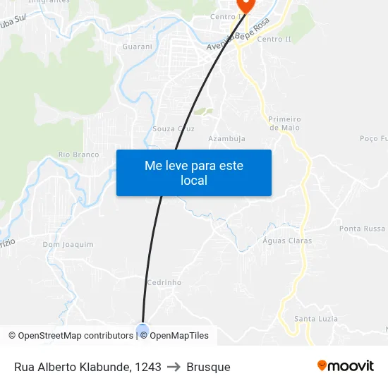Rua Alberto Klabunde, 1243 to Brusque map