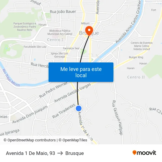 Avenida 1 De Maio, 93 to Brusque map