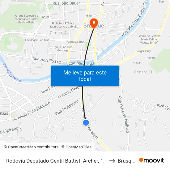 Rodovia Deputado Gentil Battisti Archer, 165 to Brusque map