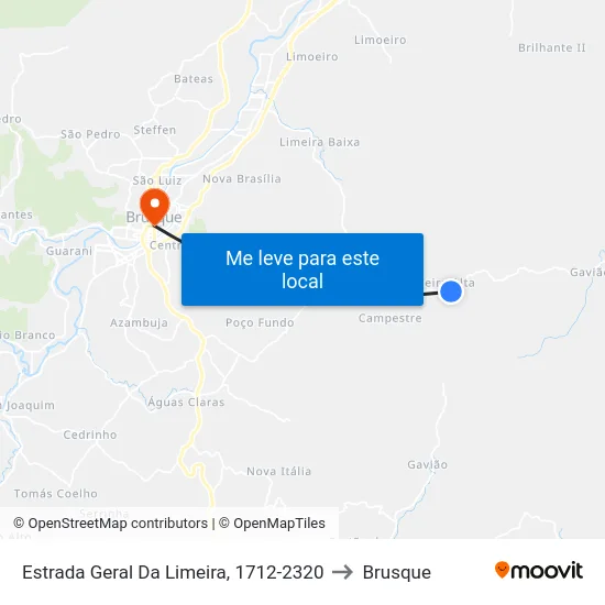 Estrada Geral Da Limeira, 1712-2320 to Brusque map