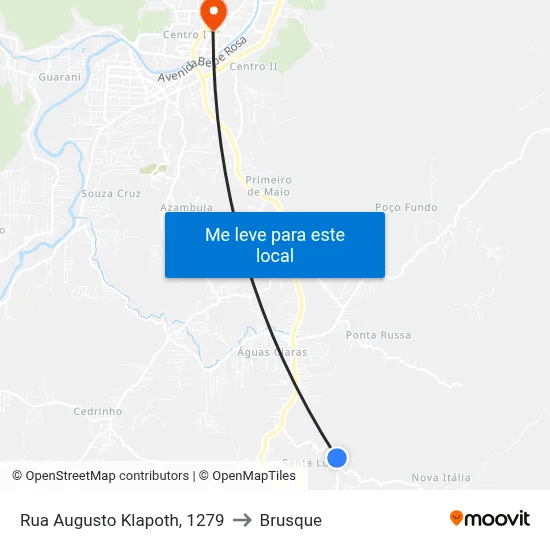 Rua Augusto Klapoth, 1279 to Brusque map