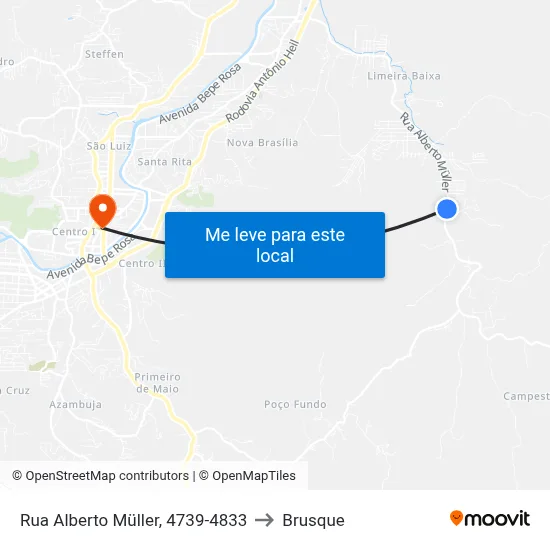 Rua Alberto Müller, 4739-4833 to Brusque map