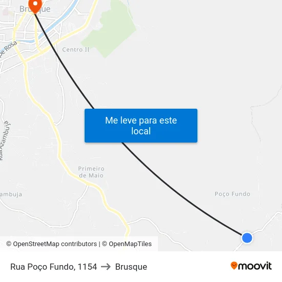 Rua Poço Fundo, 1154 to Brusque map
