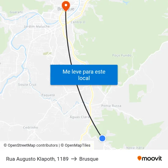 Rua Augusto Klapoth, 1189 to Brusque map