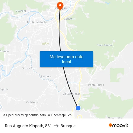 Rua Augusto Klapoth, 881 to Brusque map