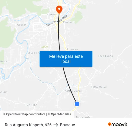 Rua Augusto Klapoth, 626 to Brusque map