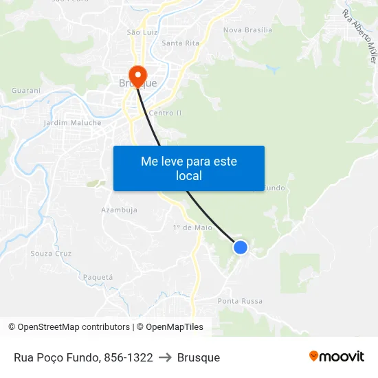 Rua Poço Fundo, 856-1322 to Brusque map