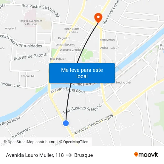 Avenida Lauro Muller, 118 to Brusque map