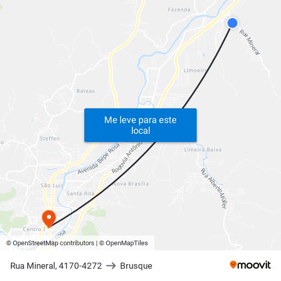 Rua Mineral, 4170-4272 to Brusque map