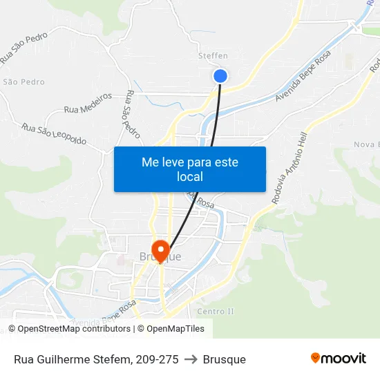 Rua Guilherme Stefem, 209-275 to Brusque map