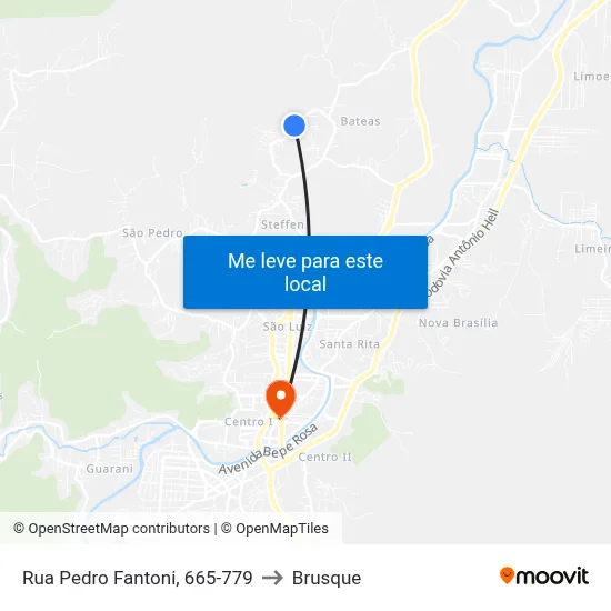 Rua Pedro Fantoni, 665-779 to Brusque map