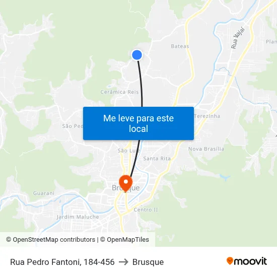 Rua Pedro Fantoni, 184-456 to Brusque map