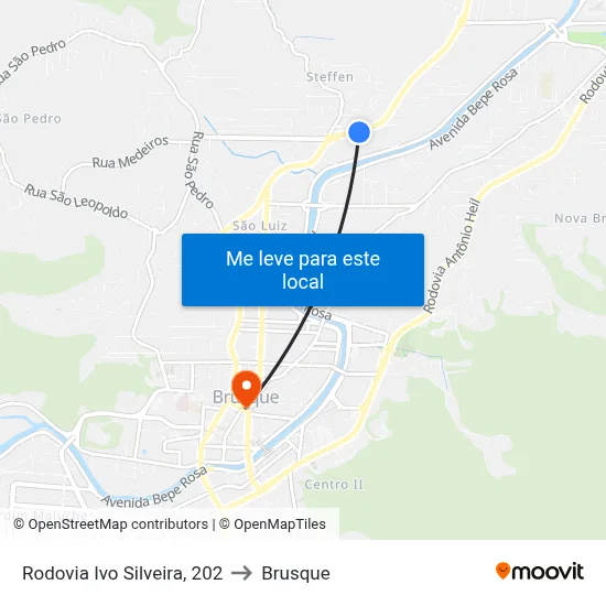 Rodovia Ivo Silveira, 202 to Brusque map