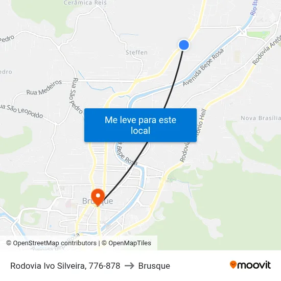Rodovia Ivo Silveira, 776-878 to Brusque map