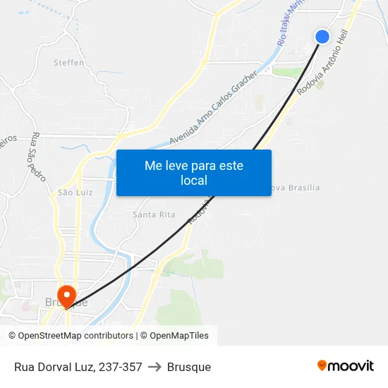 Rua Dorval Luz, 237-357 to Brusque map