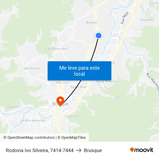 Rodovia Ivo Silveira, 7414-7444 to Brusque map
