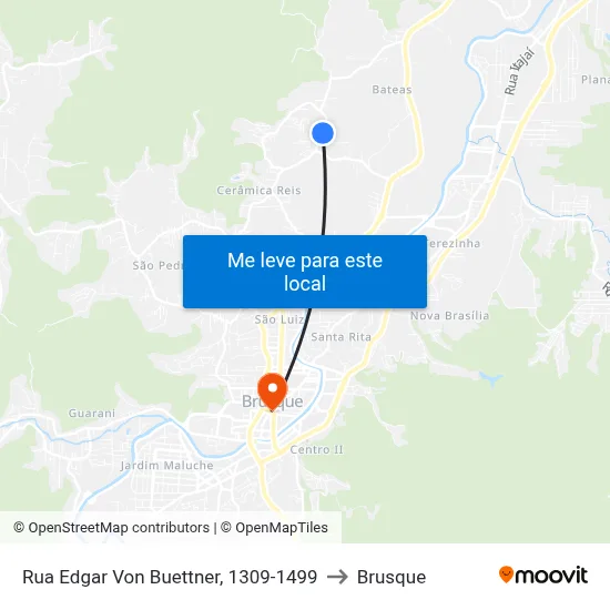 Rua Edgar Von Buettner, 1309-1499 to Brusque map