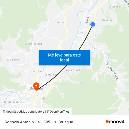 Rodovia Antônio Heil, 395 to Brusque map