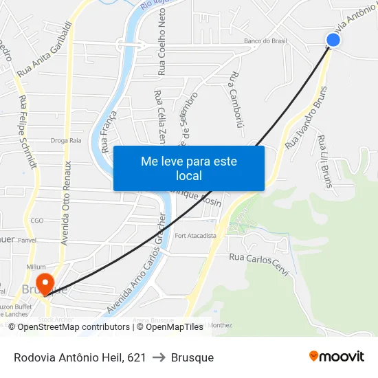 Rodovia Antônio Heil, 621 to Brusque map