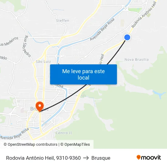 Rodovia Antônio Heil, 9310-9360 to Brusque map