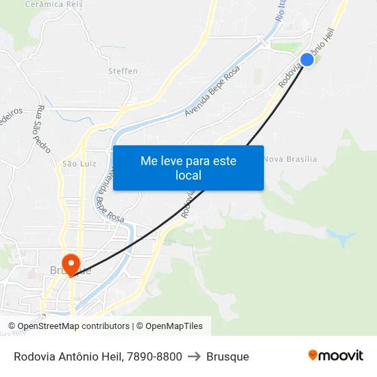 Rodovia Antônio Heil, 7890-8800 to Brusque map