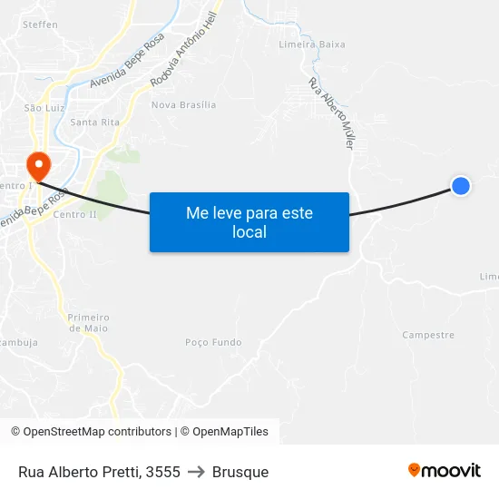 Rua Alberto Pretti, 3555 to Brusque map