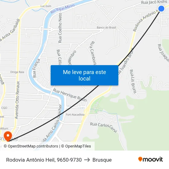 Rodovia Antônio Heil, 9650-9730 to Brusque map