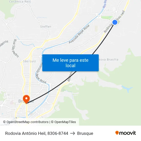 Rodovia Antônio Heil, 8306-8744 to Brusque map