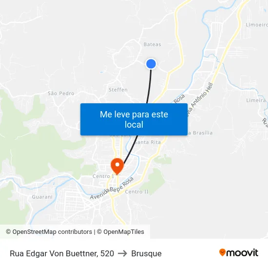 Rua Edgar Von Buettner, 520 to Brusque map