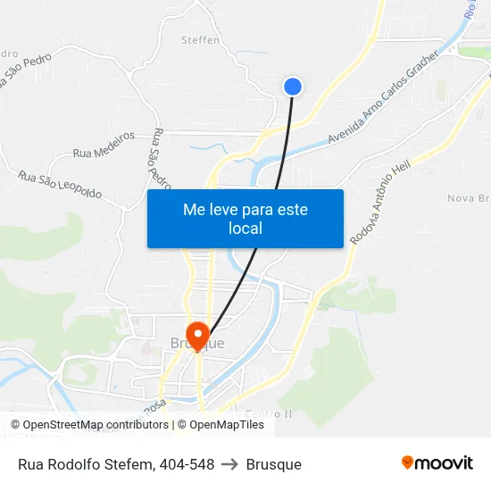 Rua Rodolfo Stefem, 404-548 to Brusque map