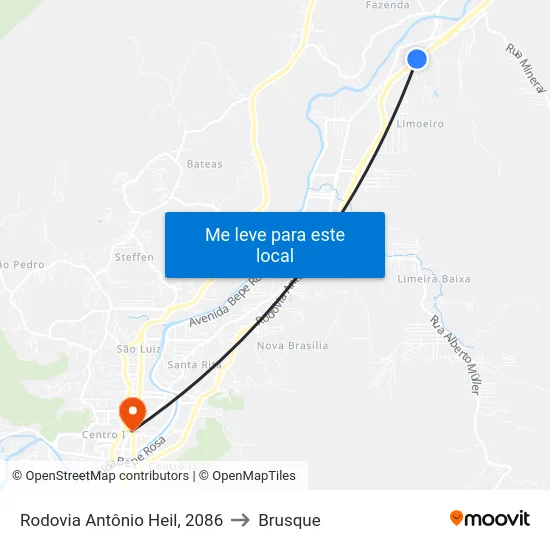 Rodovia Antônio Heil, 2086 to Brusque map
