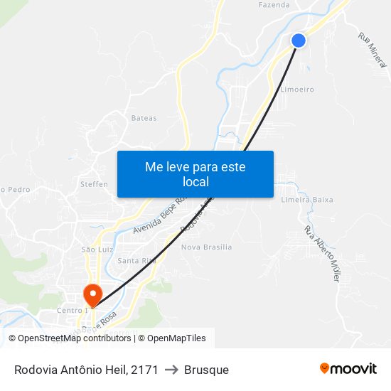 Rodovia Antônio Heil, 2171 to Brusque map