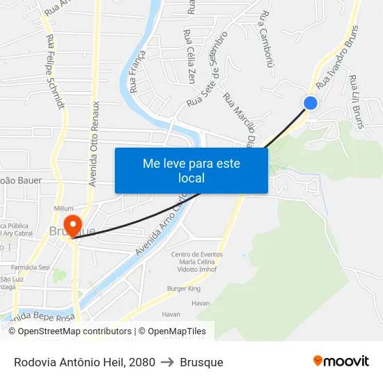Rodovia Antônio Heil, 2080 to Brusque map