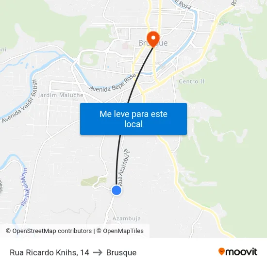 Rua Ricardo Knihs, 14 to Brusque map