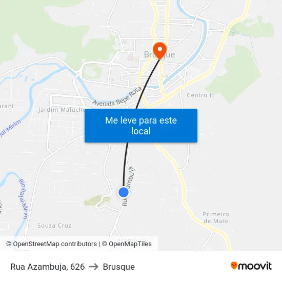 Rua Azambuja, 626 to Brusque map
