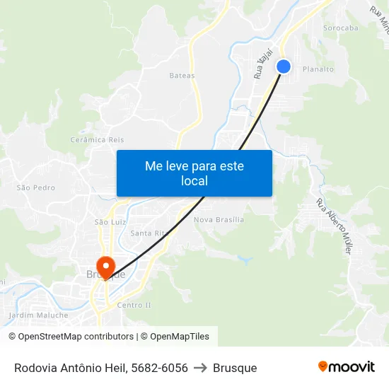Rodovia Antônio Heil, 5682-6056 to Brusque map