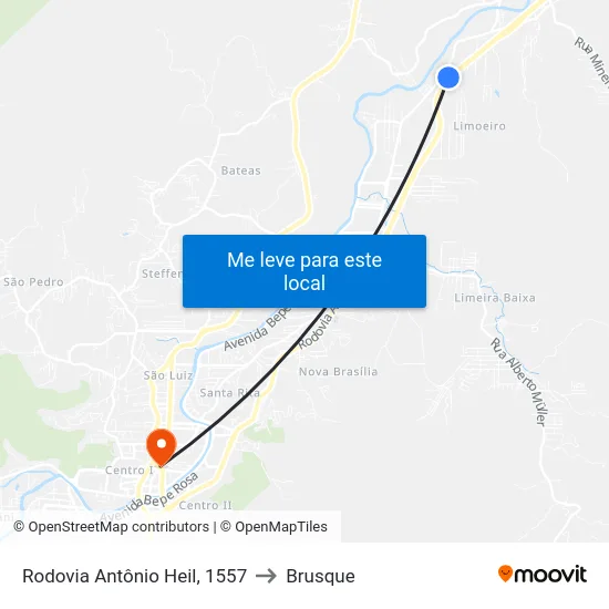 Rodovia Antônio Heil, 1557 to Brusque map