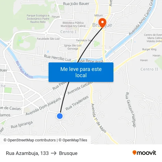 Rua Azambuja, 133 to Brusque map