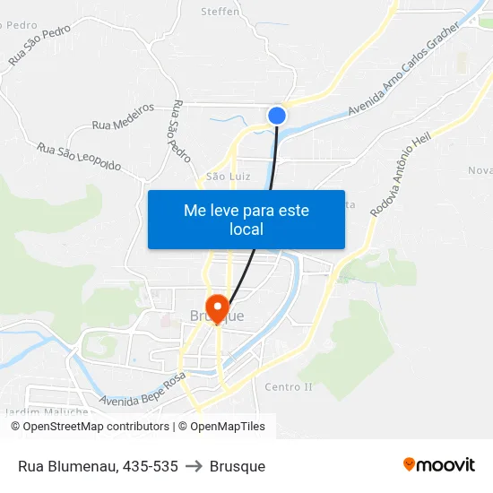 Rua Blumenau, 435-535 to Brusque map