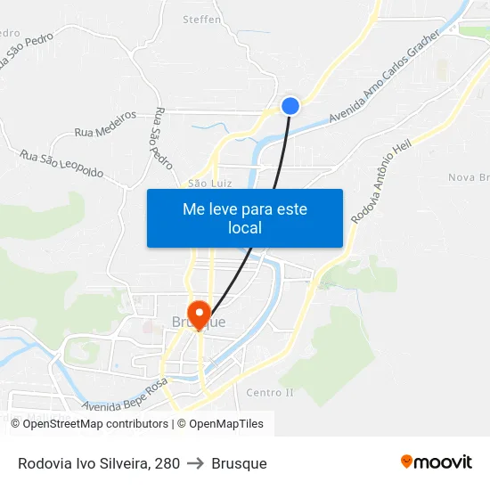 Rodovia Ivo Silveira, 280 to Brusque map