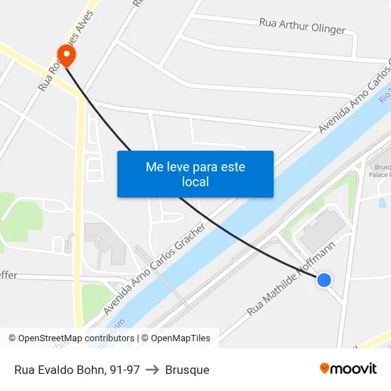 Rua Evaldo Bohn, 91-97 to Brusque map