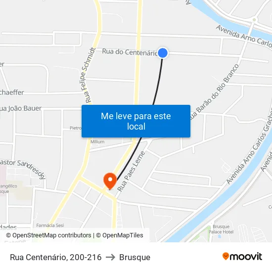 Rua Centenário, 200-216 to Brusque map