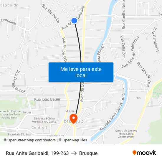 Rua Anita Garibaldi, 199-263 to Brusque map