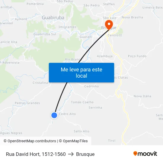 Rua David Hort, 1512-1560 to Brusque map