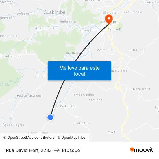 Rua David Hort, 2233 to Brusque map